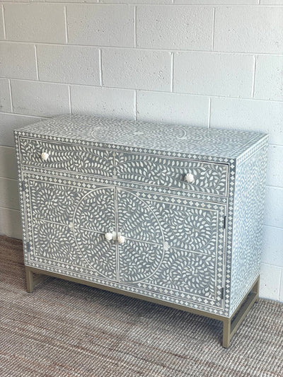 Bone Inlay Sideboard - Grey Scroll Vine