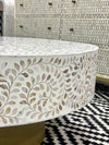 Mother Of Pearl Round Coffee Table - White Floral