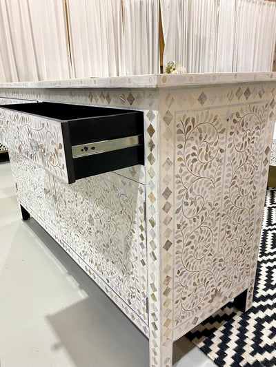 Mother Of Pearl Sideboard - Off white floral