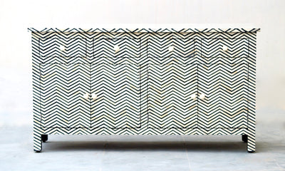 BONE INLAY Sideboard - Black CHEVRON