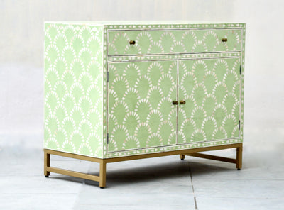 Bone Inlay Cabinet - Sage Green Shell