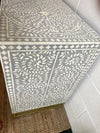 Bone Inlay 6 Drawers - Grey Scroll Vine