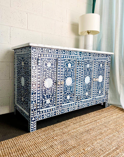 Mother Of Pearl Sideboard - Navy Floral