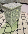 Bone Inlay Bedisde Table - Grey Floral