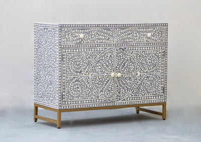 Bone Inlay Sideboard - Grey Scroll Vine