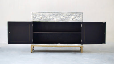 Bone Inlay Sideboard - Grey Scroll Vine