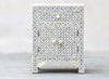 Bone Inlay Bedside Table - Grey Geometric