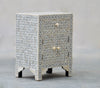 Bone Inlay Bedside Table - Grey Geometric