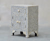 Bone Inlay Bedside Table - Grey Geometric