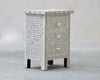 Bone Inlay Bedside Table - Grey Geometric