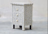 Bone Inlay Bedside Table - Grey Geometric