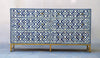 Bone Inlay Sideboard - Navy Tribal Ikat