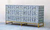 Bone Inlay Sideboard - Navy Tribal Ikat