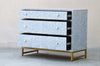 Bone Inlay 3 Drawers - Blue Scroll Vine