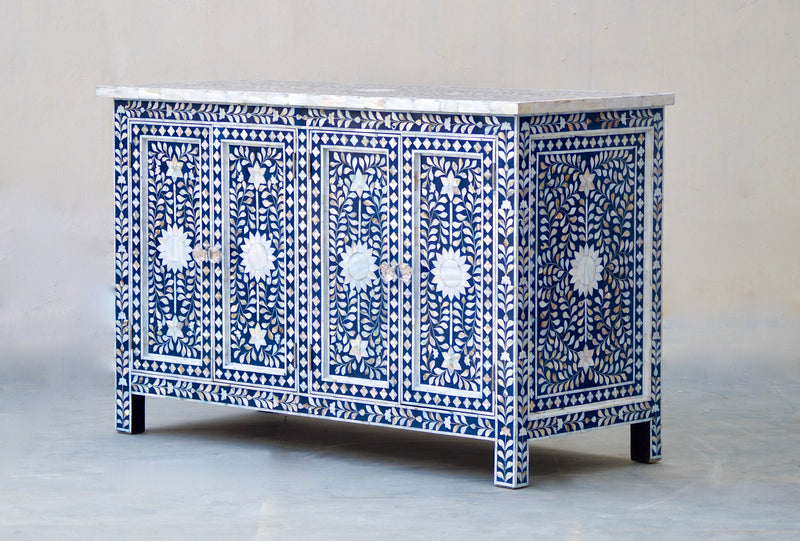 Mother Of Pearl Sideboard - Navy Floral