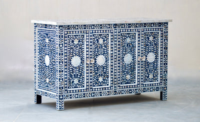 Mother Of Pearl Sideboard - Navy Floral