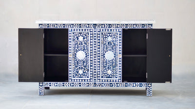 Mother Of Pearl Sideboard - Navy Floral