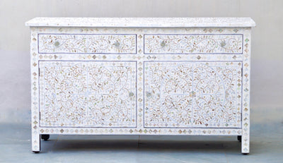 Mother Of Pearl Sideboard - Off white floral