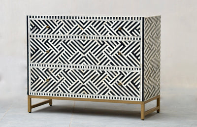 BONE INLAY 3 DRAWERS - BLACK OPTICAL