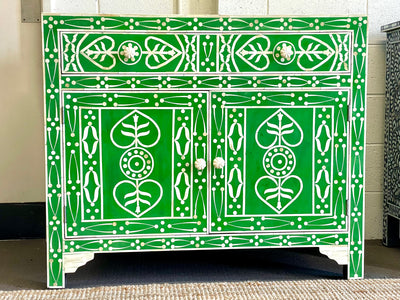 Bone Inlay Cabinet - Green Leaf