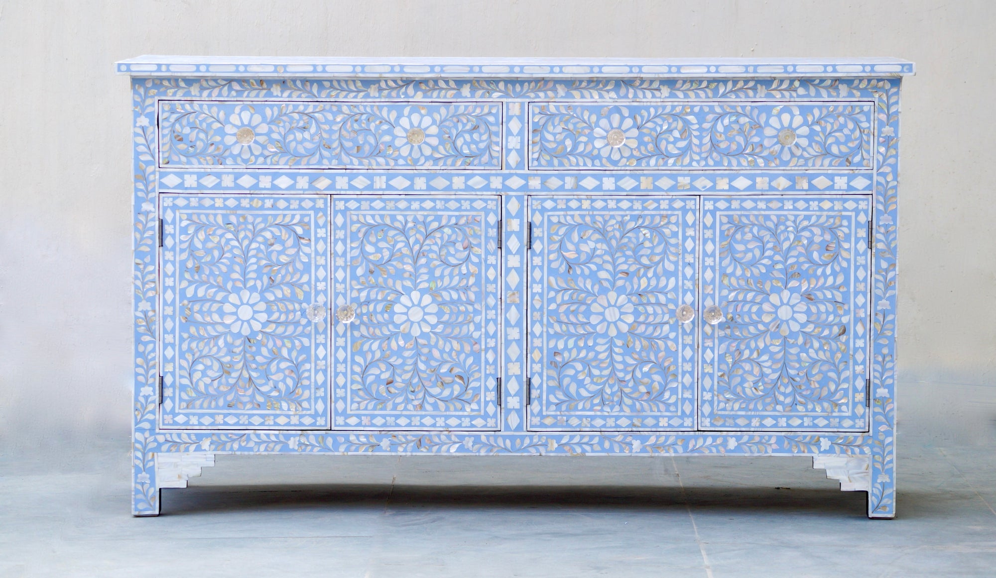 Mother Of Pearl Sideboard - Soft Blue Floral