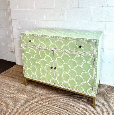 Bone Inlay Cabinet - Sage Green Shell