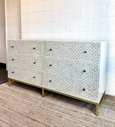 Bone Inlay Sideboard - Grey Geometric