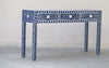 Mother Of Pearl 3 Drawers Console Table - Navy Floral