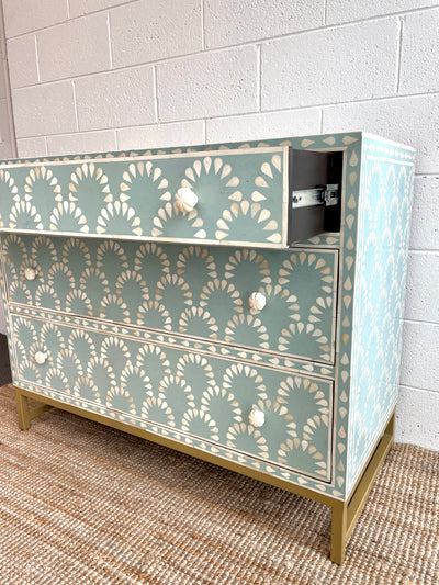 Bone Inlay Cabinet - Soft Blue Shell