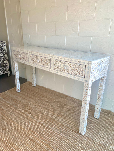 Mother of Pearl 3 Drawer Console -  White Floral