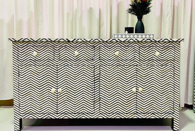 BONE INLAY Sideboard - Black CHEVRON