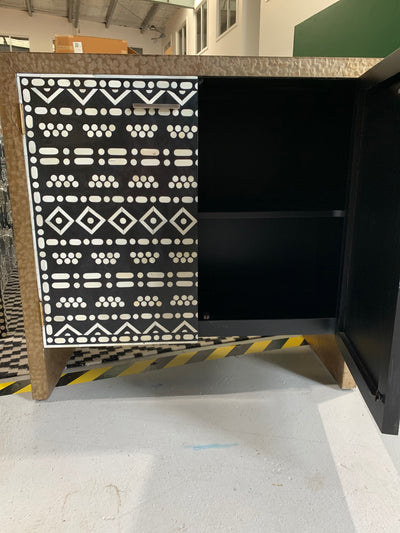 Bone Inlay 2 Door Cabinet - Tribal Pattern