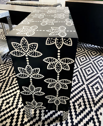 Bone Inlay 3 Drawers - Lotus Black