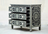 Bone Inlay 3 Drawers Chest - Black Star Floral