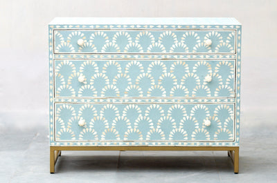 Bone Inlay Cabinet - Soft Blue Shell